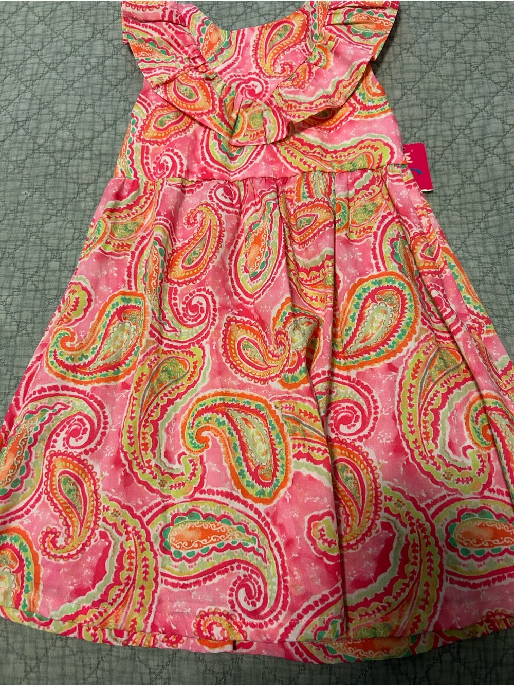 Pink Paisley Ruffle-Trim Girls' Casual Dress
